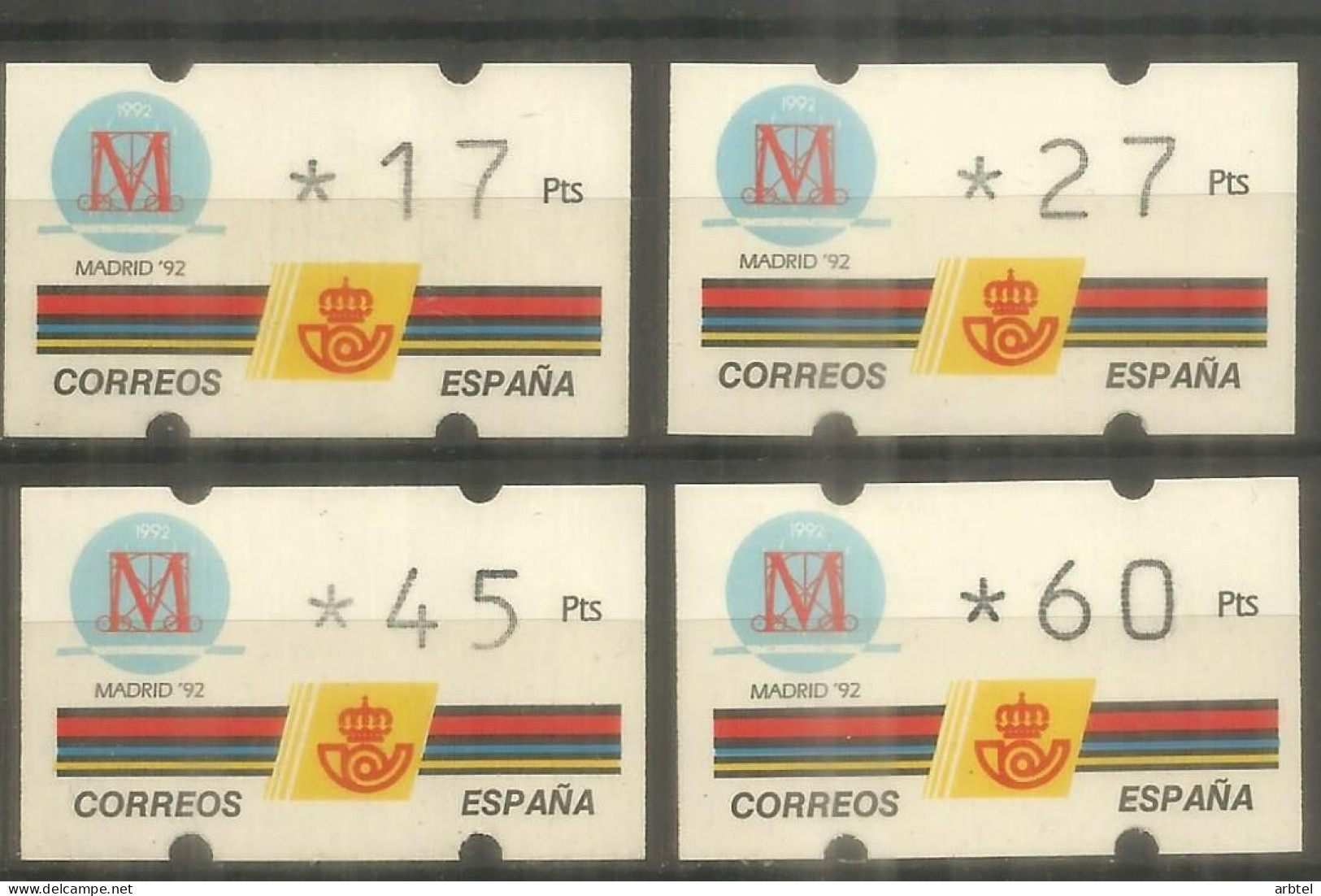 ESPAÑA ATM KLUSSENDORF MADRID CAPITUAL CULTURAL 3 DIGITOS 4 VALORES - Used Stamps