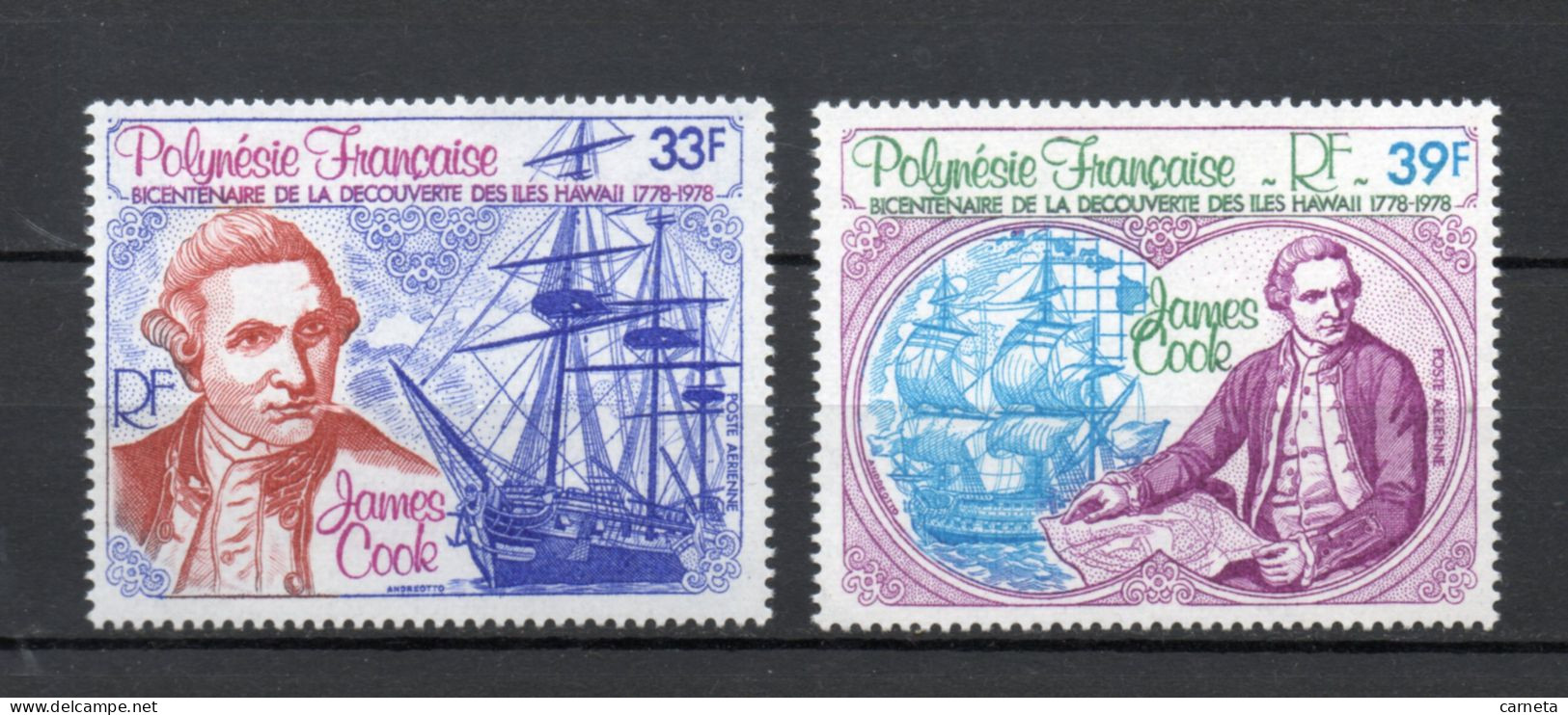 POLYNESIE  PA  N°  130 + 131   NEUFS SANS CHARNIERE COTE  7.70€    COOK NAVIGATEUR BATEAUX - Nuevos