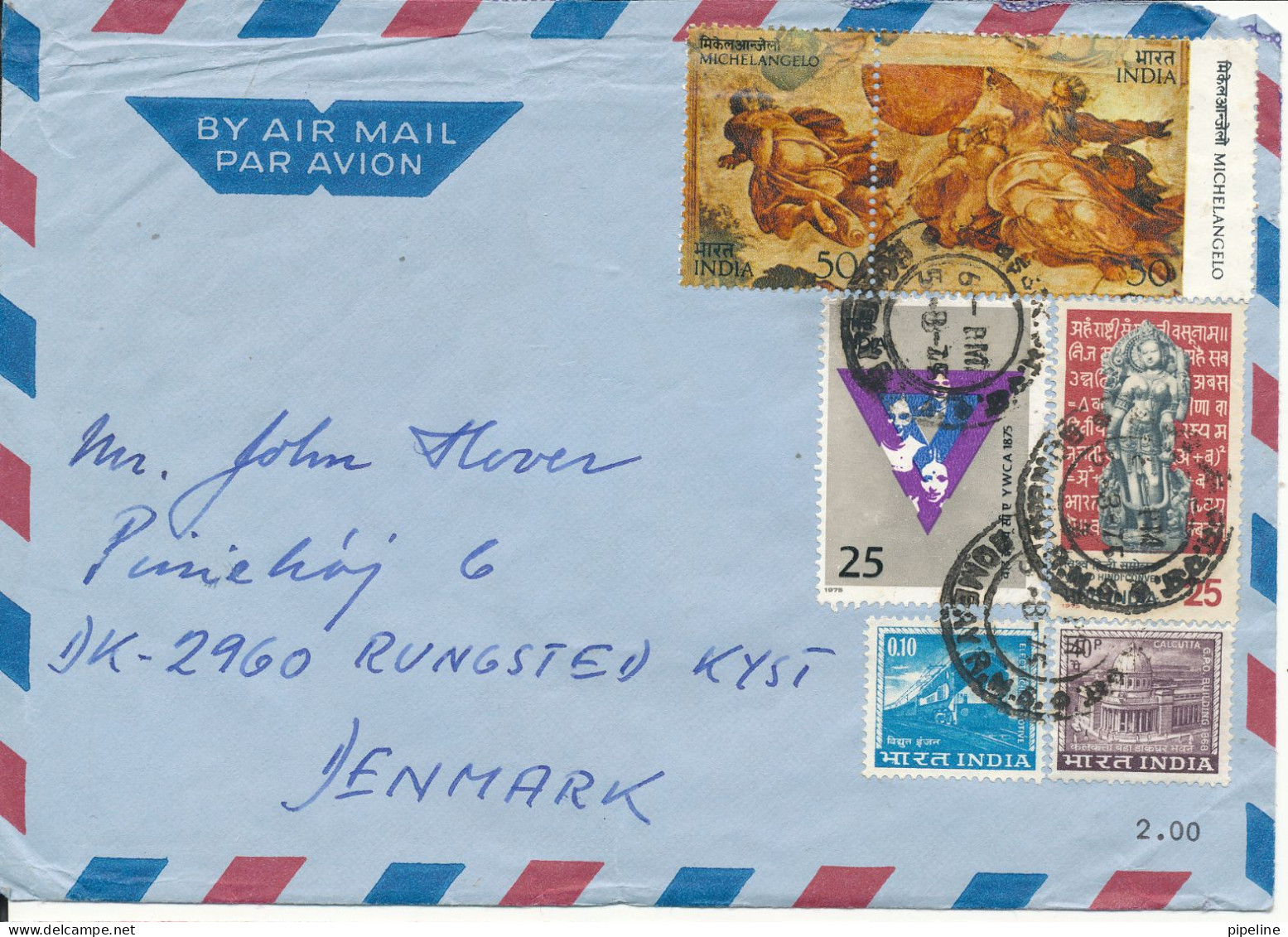 India Air Mail Cover Sent To Denmark 5-8-1975 With More Topic Stamps - Luftpost