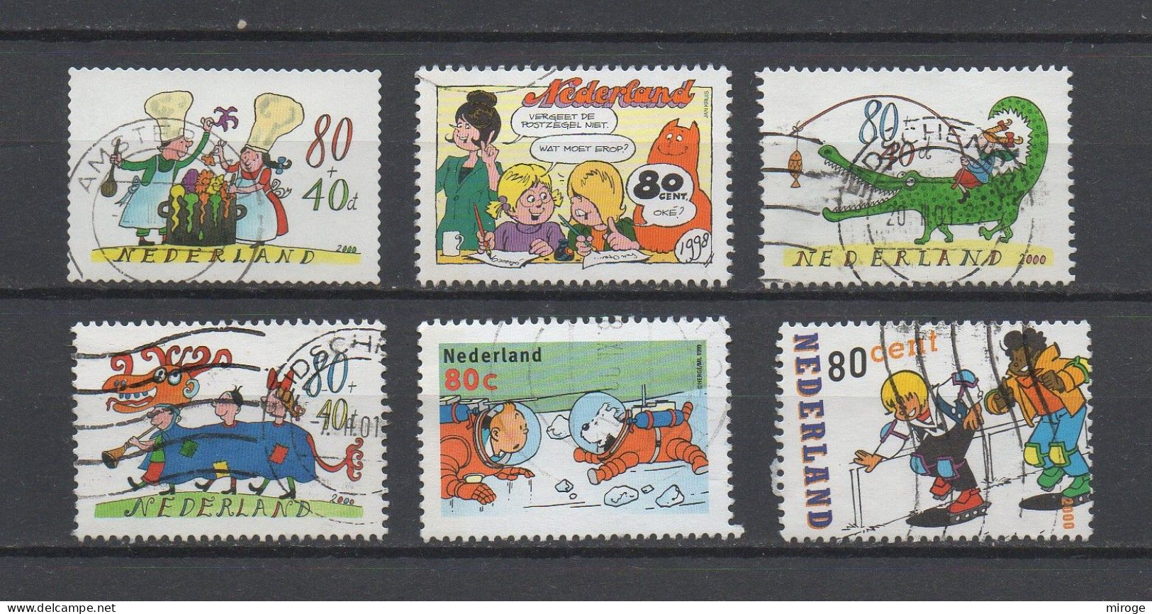 Netherlands Cartoon Used Stamps, Tintin Et Milou And Other Characters, Pays Bas - Verzamelingen