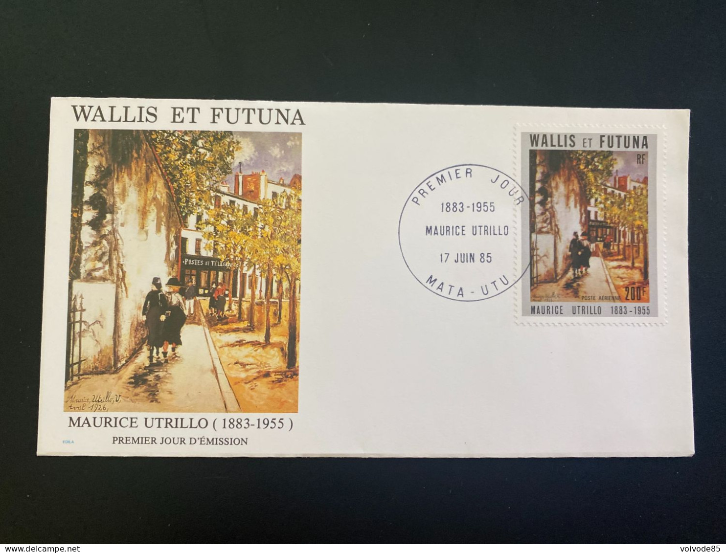 Enveloppe 1er Jour "Maurice Utrillo - La Poste" 17/06/1985 - PA144 - Wallis Et Futuna - FDC