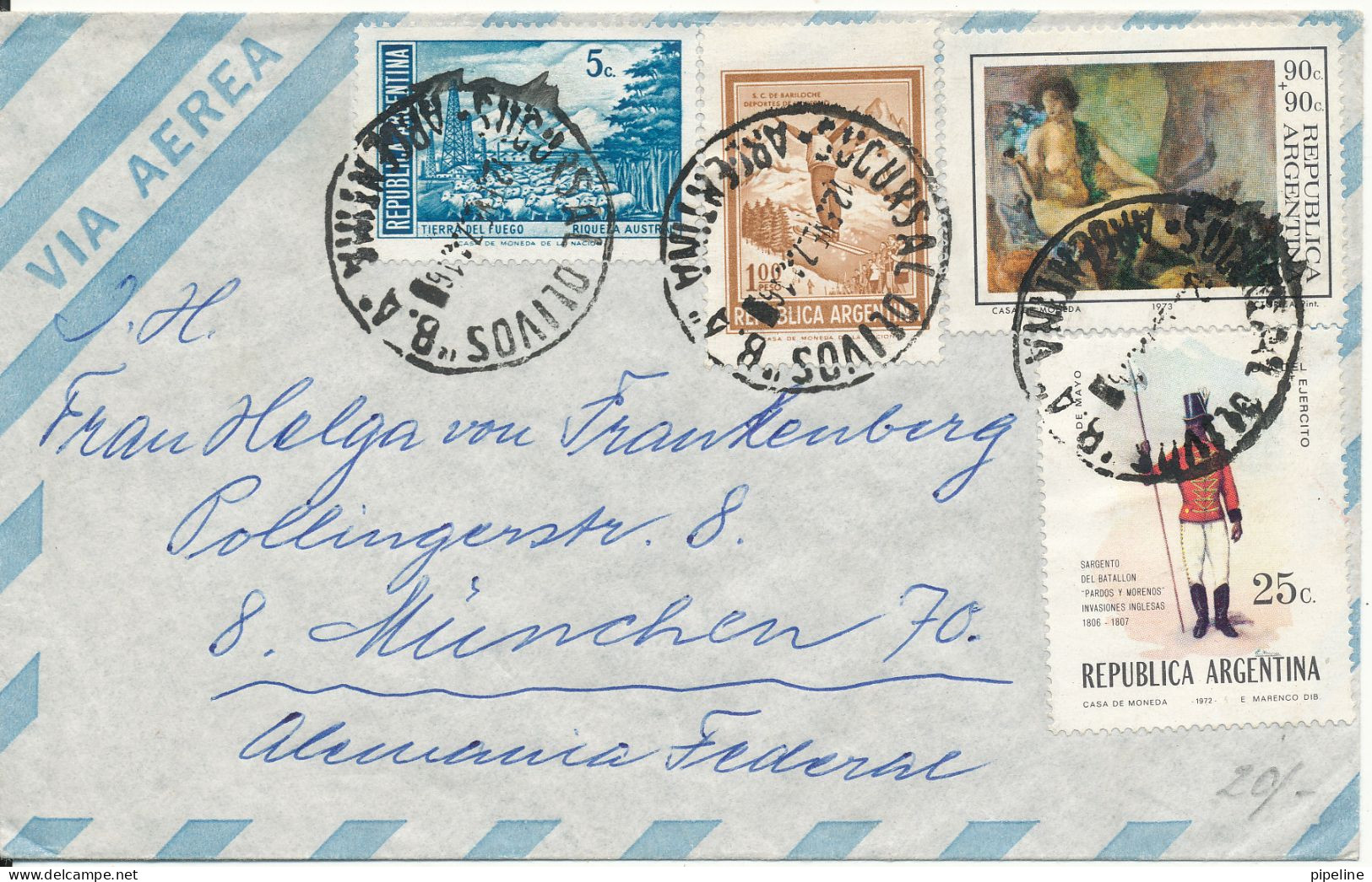 Argentina Air Mail Cover Sent To Germany 12-1-1974 - Luchtpost