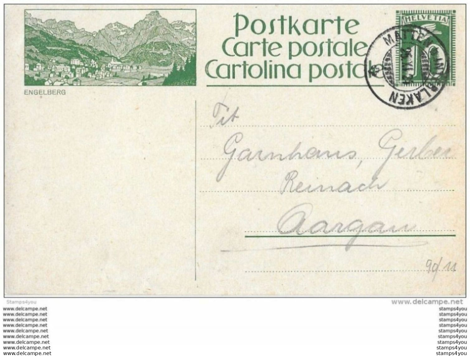 103 - 13 - Entier Postal Avec Illustration "Engelberg" Cachet à Date Matten B. Interlaken 1924 - Entiers Postaux