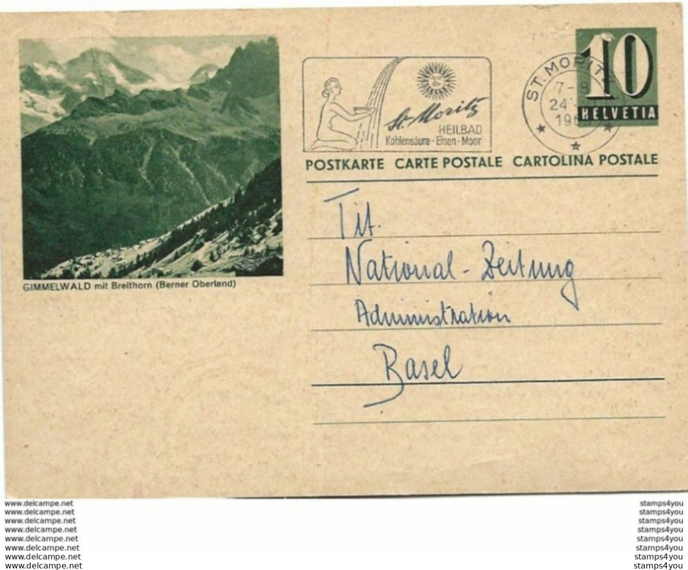 103 - 91 - Entier Postal Avec Illustration "Gimmelwald" Superbe Oblit Mécanique 1965 - Attention Toute Ptite Déchirure - Entiers Postaux