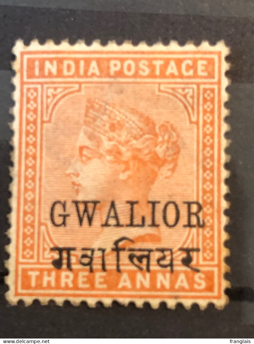 SG 24   3 Annas Orange.  MH* - Gwalior