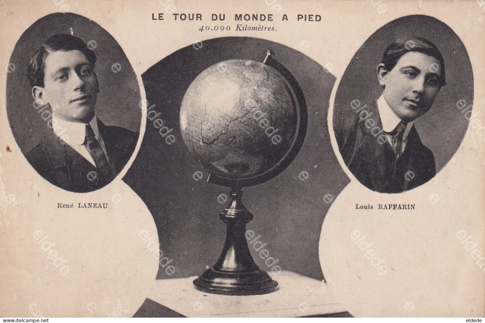 French Globe Trotters Louis Raffarin And René Laneau 40000 Kms Worldwide Mappemonde Tour Du Monde à Pied - Otros & Sin Clasificación