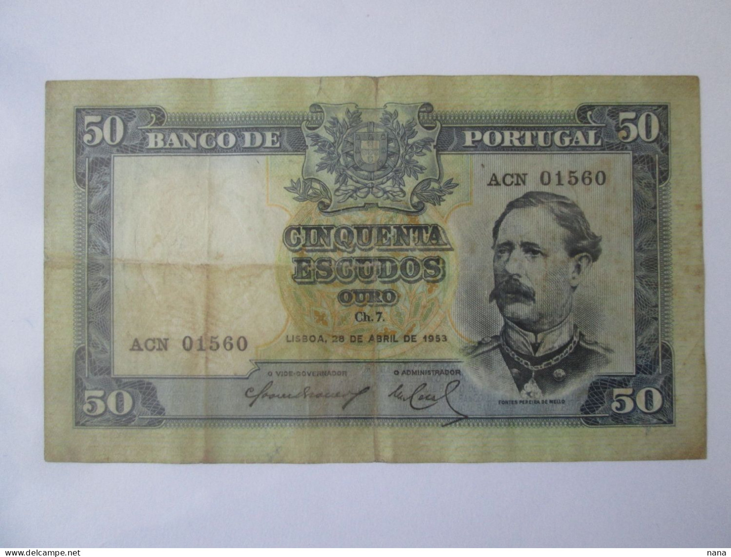 Rare! Portugal 50 Escudos 1953 Banknote See Pictures - Portugal