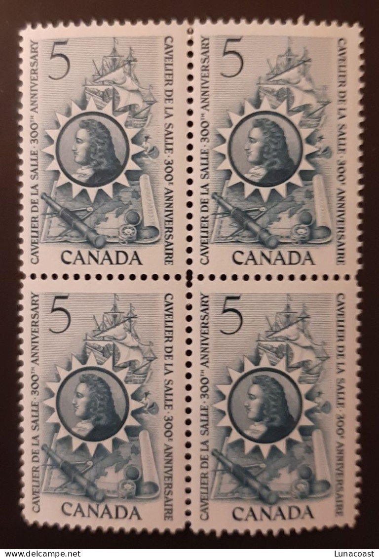 Canada 1966 MNH Sc #446**  4 X 5c Block, De La Salle - Unused Stamps