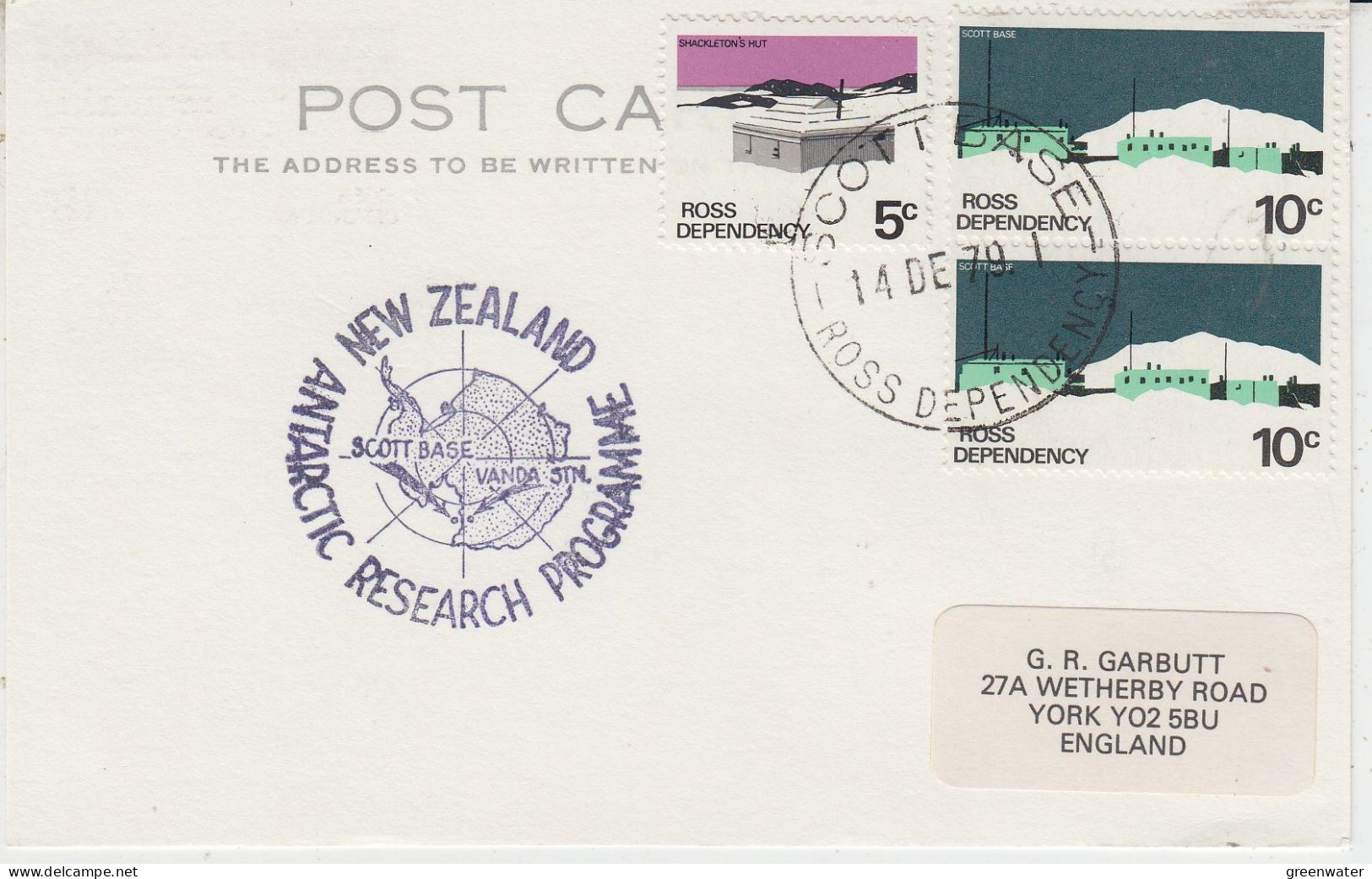 Ross Dependency New Zealand Antarctic Research Programme Signature Ca Scott Base 14 DEC 1979 (SO188) - Research Stations