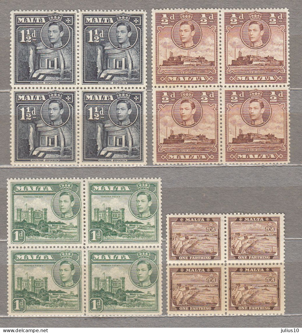 MALTA 1943 Definitives Blocks MNH (**) Stamps #33809 - Malte (...-1964)