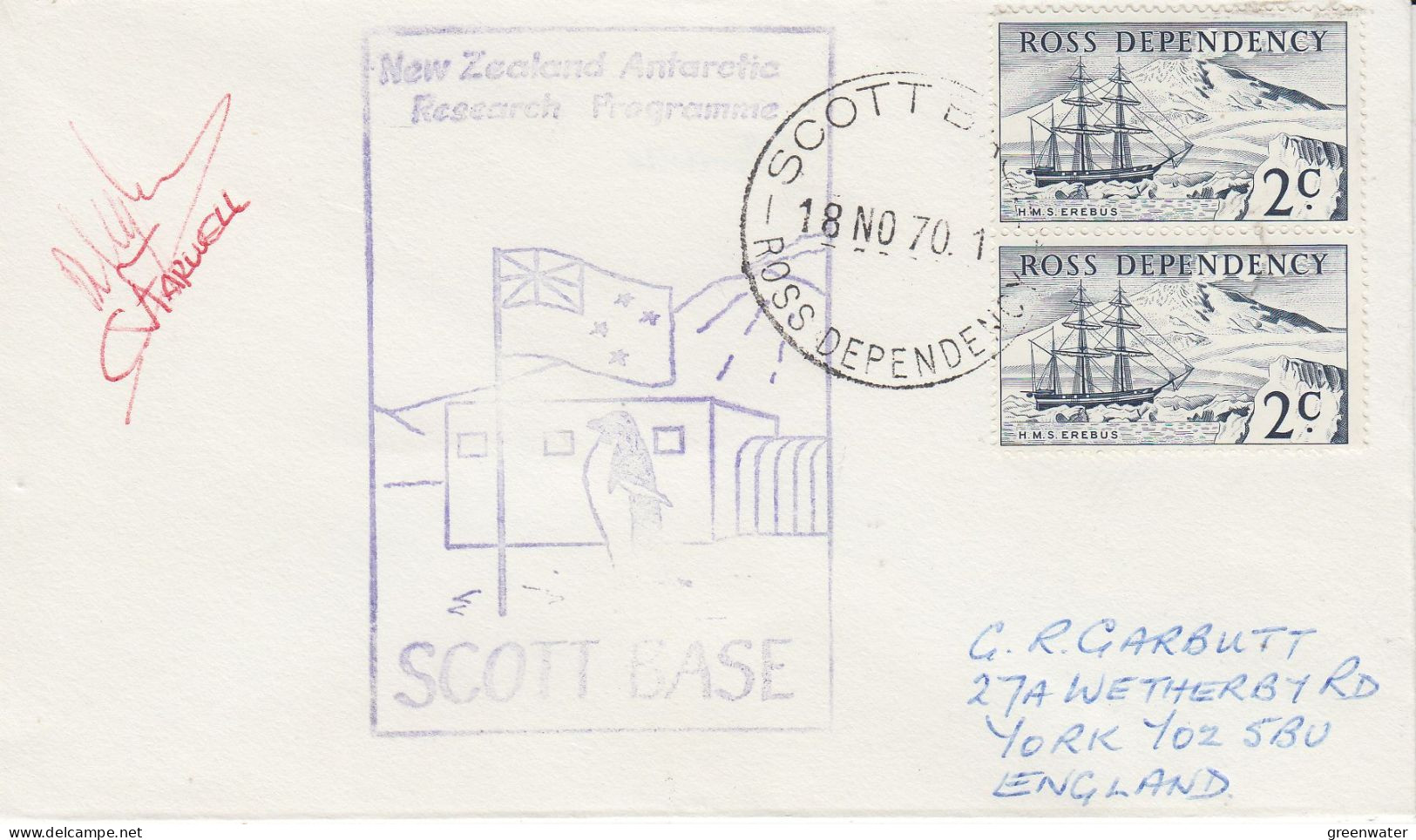 Ross Dependency New Zealand Antarctic Research Programme 2 Signatures  Ca Scott Base 18 NOV 1970 (SO188) - Research Stations