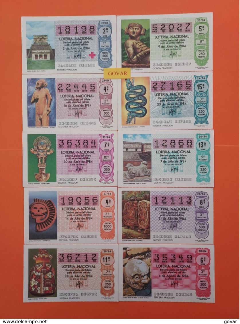 AÑO 1984 COMPLETO LOTERÍA NACIONAL ESPAÑA, SÁBADOS, TODOS LOS DECIMOS DEL AÑO - Billets De Loterie