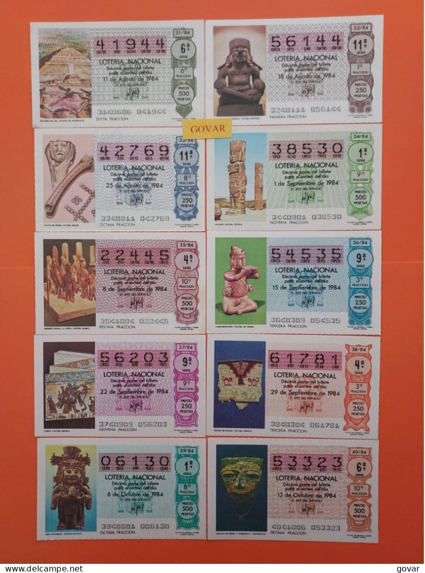 AÑO 1984 COMPLETO LOTERÍA NACIONAL ESPAÑA, SÁBADOS, TODOS LOS DECIMOS DEL AÑO - Billets De Loterie