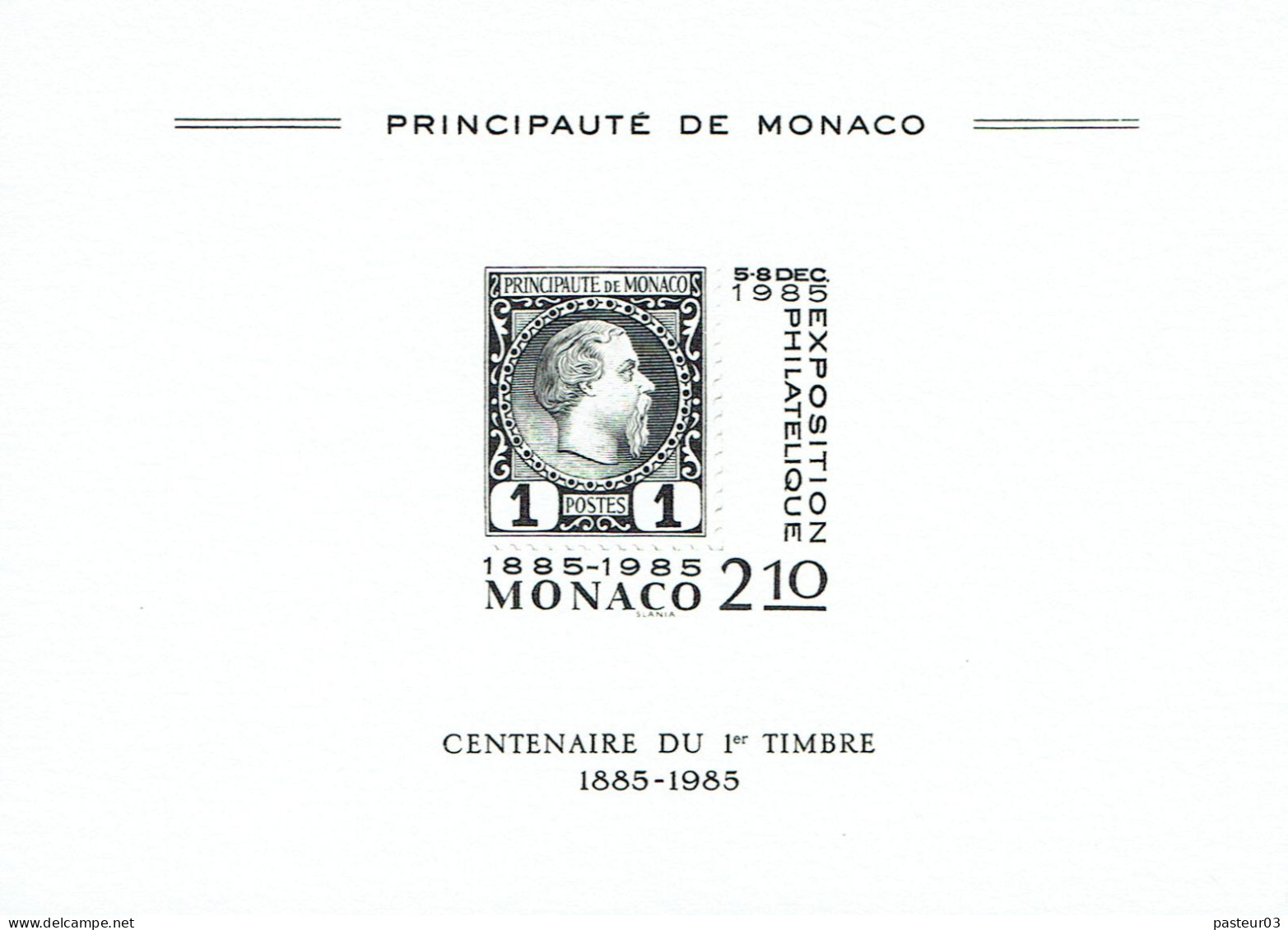 Centenaire Du 1er Timbre Monaco 1885-1985 Gravure Offerte Aux Abonnés Et Invitation - Autres & Non Classés