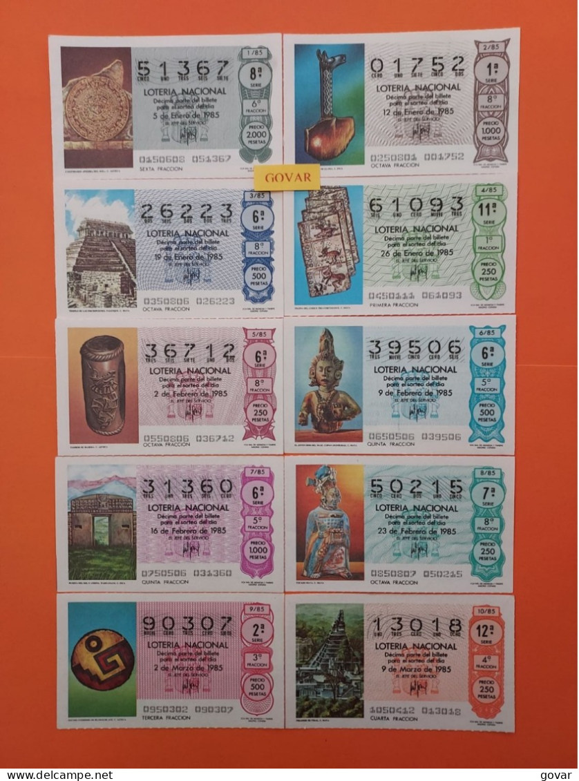 AÑO 1985 COMPLETO LOTERÍA NACIONAL ESPAÑA, SÁBADOS, TODOS LOS DECIMOS DEL AÑO - Billets De Loterie