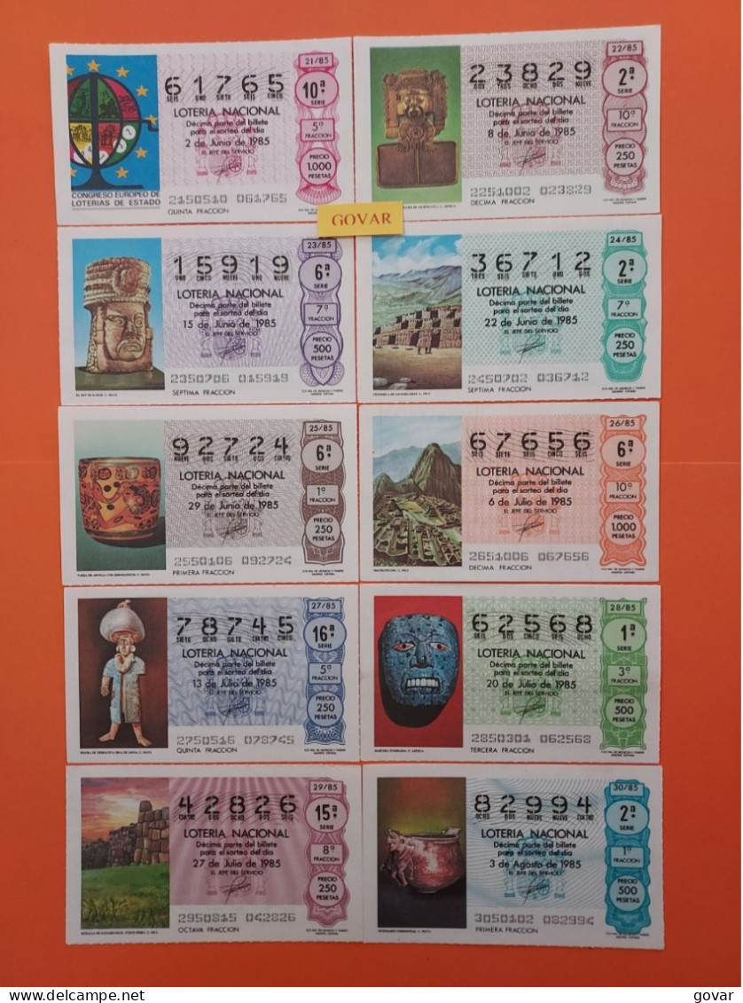 AÑO 1985 COMPLETO LOTERÍA NACIONAL ESPAÑA, SÁBADOS, TODOS LOS DECIMOS DEL AÑO - Billets De Loterie