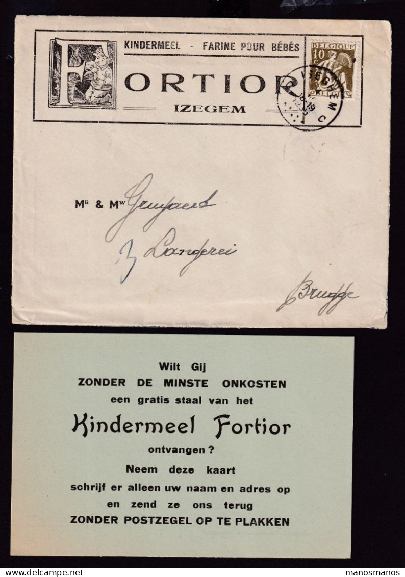 DDFF 814 -- IMPRIME (+ Contenu 3 Documents) TP Cérès ISEGHEM 1935 - Kindermeel FORTIOR - Fabriek Te EMELGEM - 1932 Cérès Et Mercure