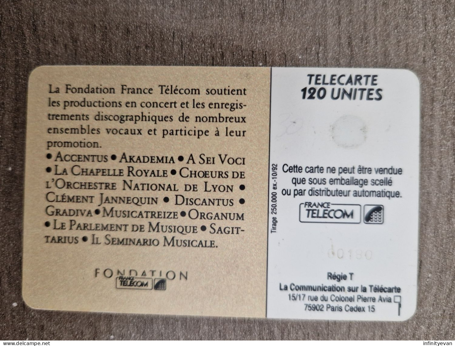 F292A.528 - MUSIQUE VOCALE 120 SC5 8 A L ENVERS - 1992