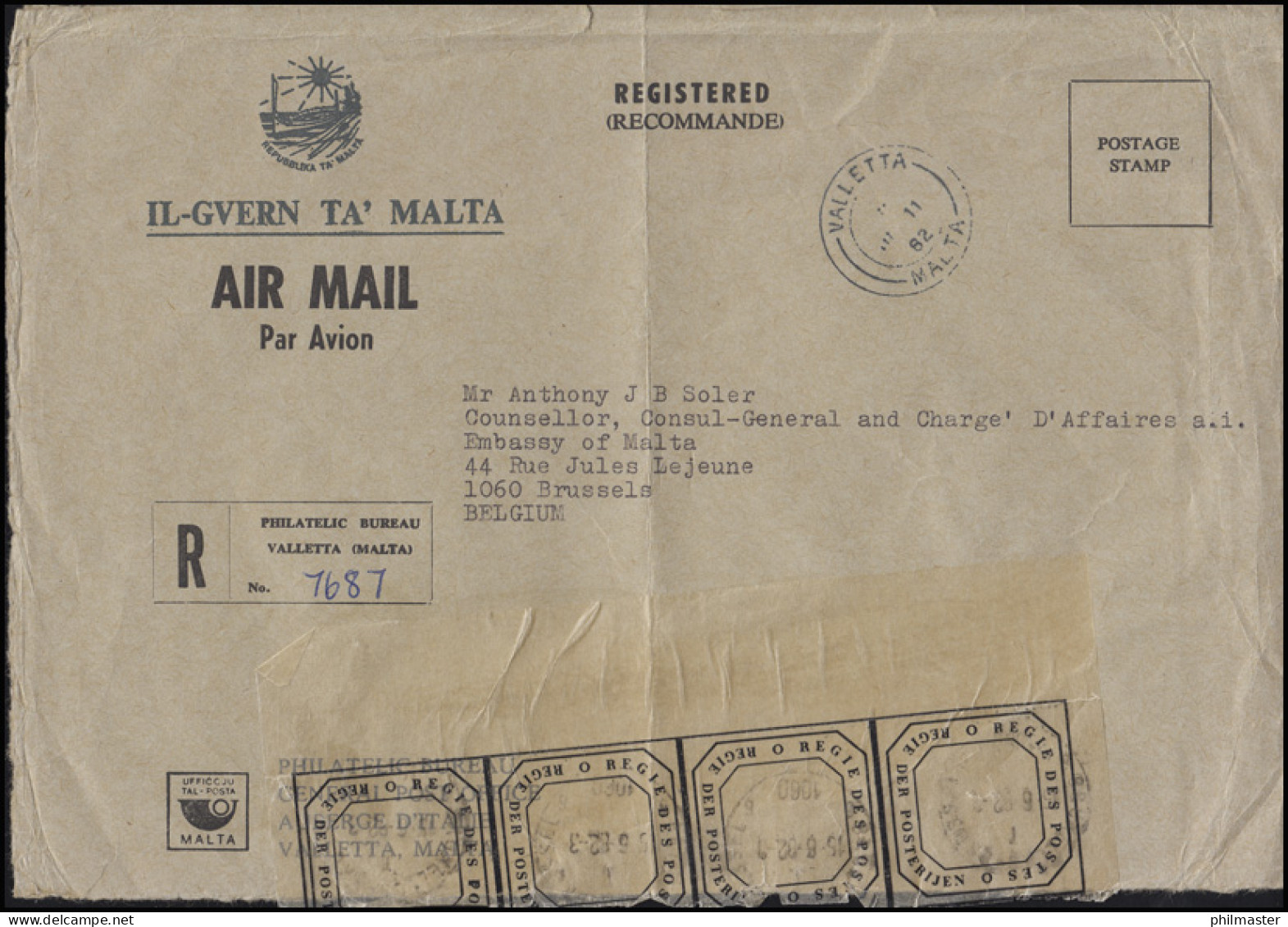 Regierung Von Malta R-Brief VALLETTA An Den Botschafter In Brüssel 15.6.82 - Malte