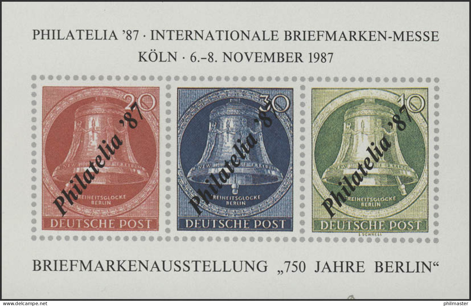 APHV-Sonderdruck Philatelia Köln Glocke Klein 1987 - Privé- & Lokale Post
