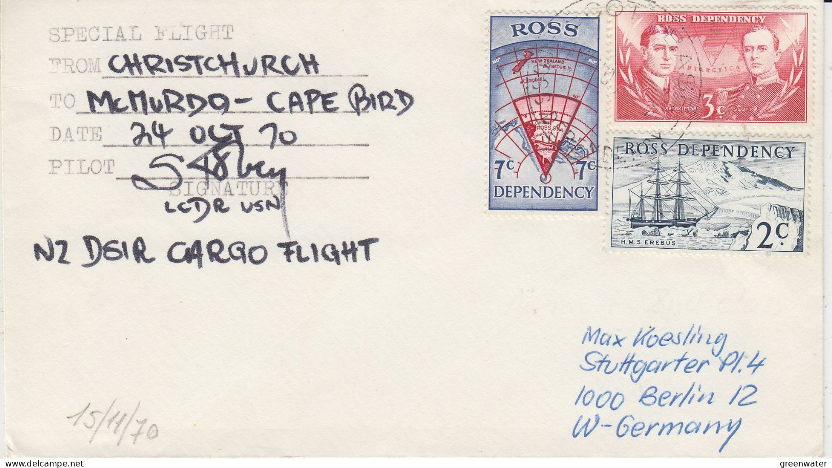 Ross Dependency Flight From Christchurch To McMurdo - Cape Bird 24 OCT 1970 Ca Scott Base (SO194) - Polar Flights