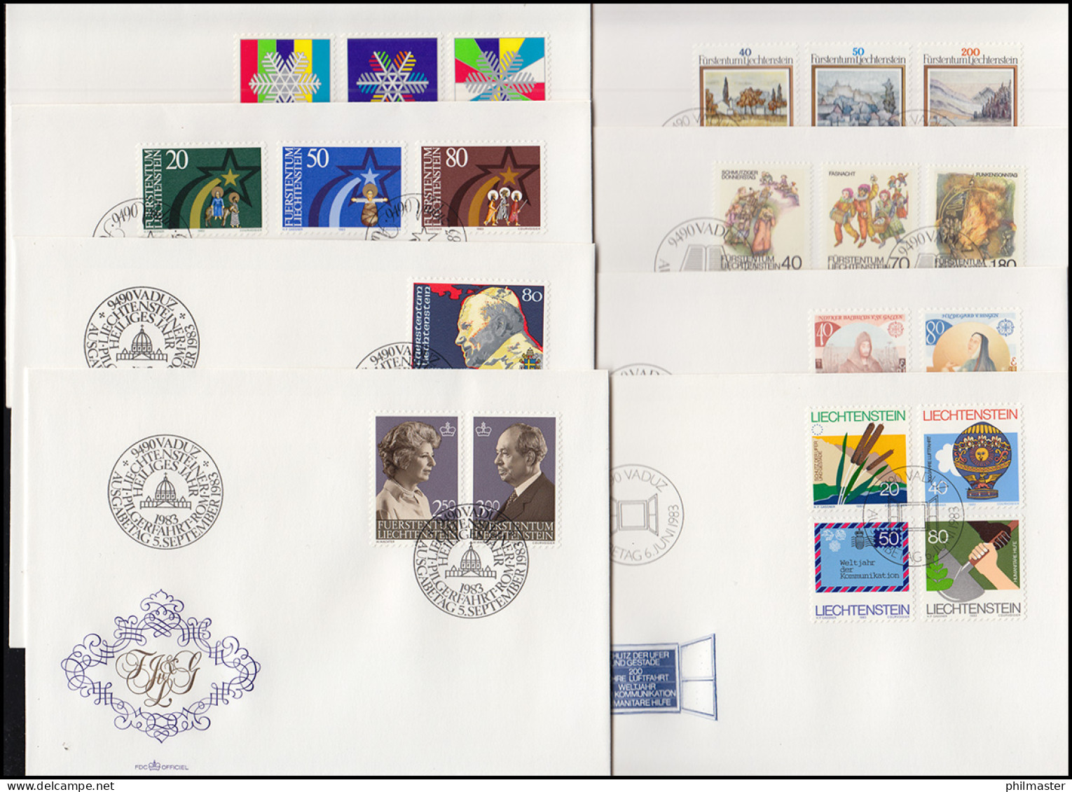 816-836 Liechtenstein-Jahrgang 1983 Komplett Auf FDC Mit ESSt Vaduz - Lettres & Documents