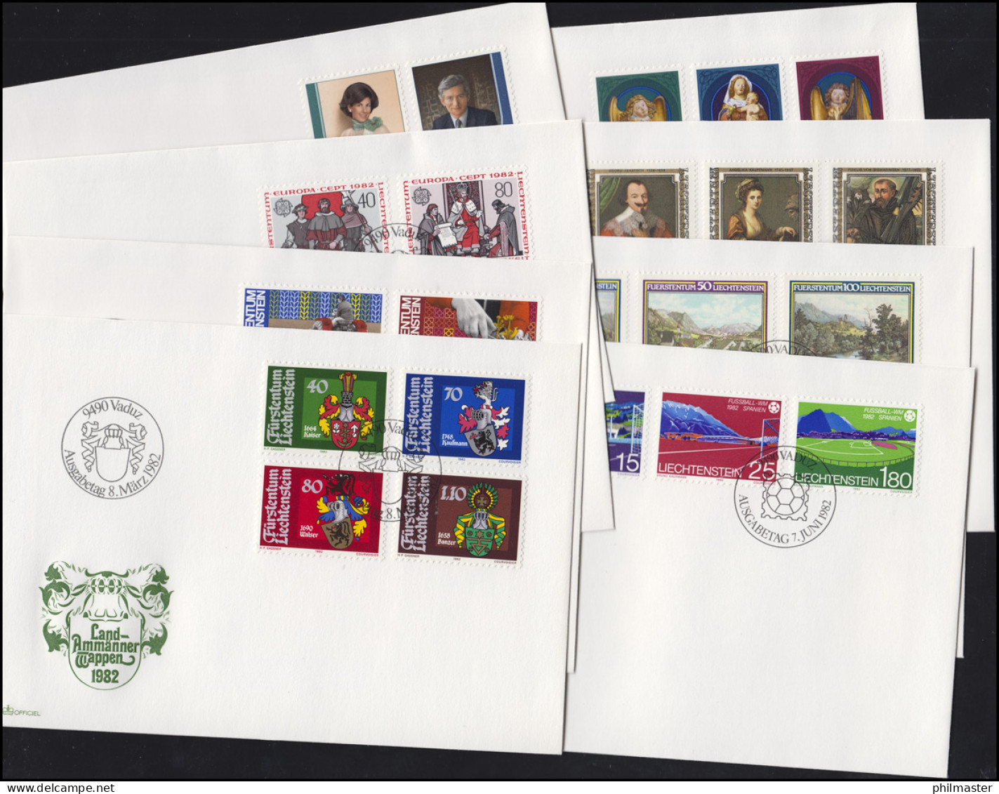 791-815 Liechtenstein-Jahrgang 1982 Komplett Auf FDC Mit ESSt Vaduz - Lettres & Documents