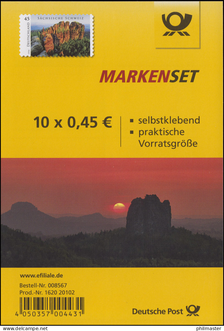 FB 59 Sächsische Schweiz, Folienblatt Mit 10x3251, EV-O Bonn 2.6.2016 - 2011-2020
