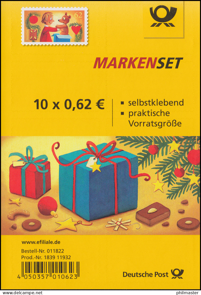FB 50 Weihnachten - Freude Schenken, Folienblatt Mit 10x 3187, EV-O Bonn 2.11.15 - 2011-2020