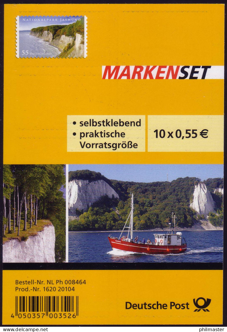 FB 18 Nationalpark Jasmund, Folienblatt 10x2908, EV-O Bonn 02.01.2012 - 2011-2020