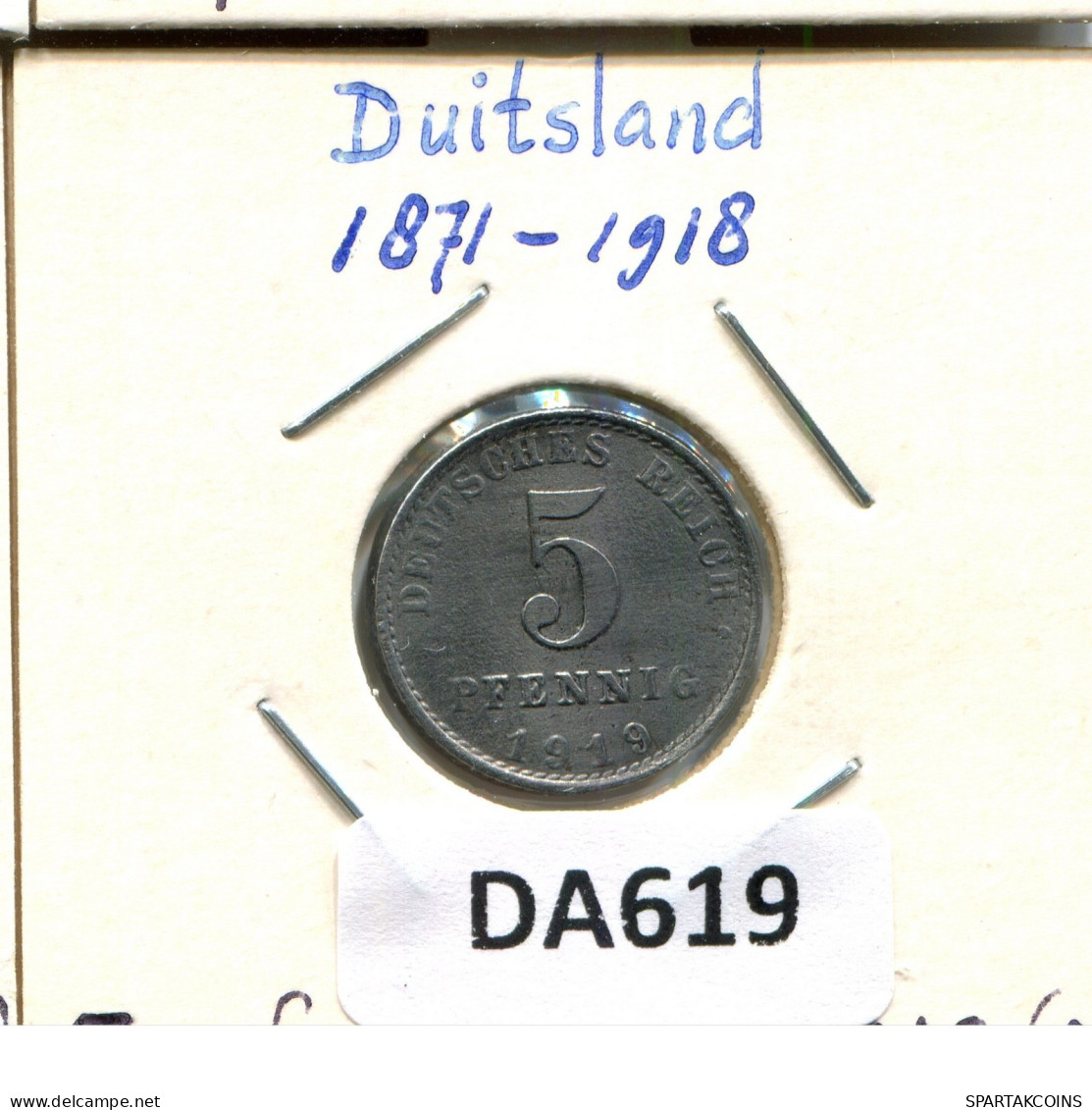 5 PFENNIG 1919 A ALEMANIA Moneda GERMANY #DA619.2.E.A - 5 Rentenpfennig & 5 Reichspfennig