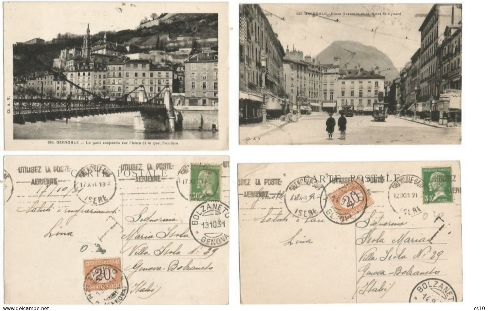Grenoble Lot 10 Cartes 12sep1931/25aout1932 X Italy : Toutes Taxées Avec Timbre Taxe Italiens - Impuestos