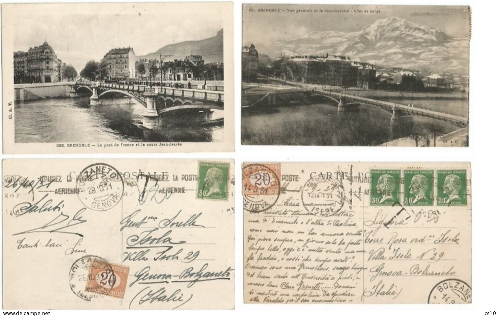 Grenoble Lot 10 Cartes 12sep1931/25aout1932 X Italy : Toutes Taxées Avec Timbre Taxe Italiens - Postage Due