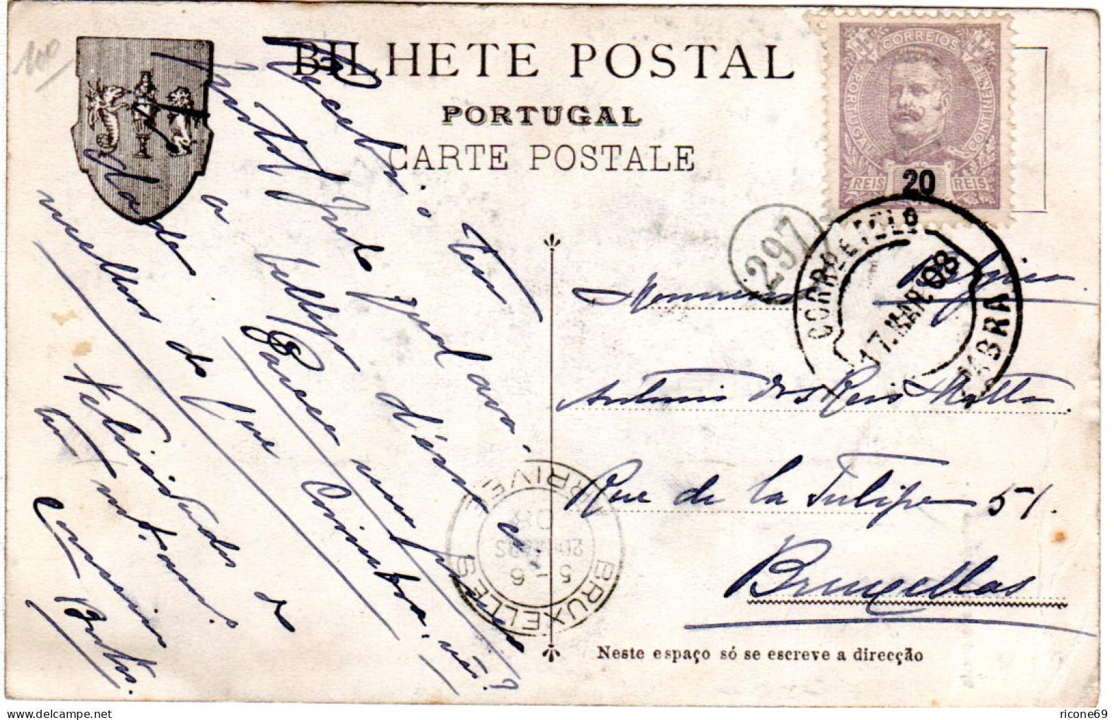 Portugal, Coimbra, 1908 N. Belgien Gebr. Sw-AK - Sonstige & Ohne Zuordnung