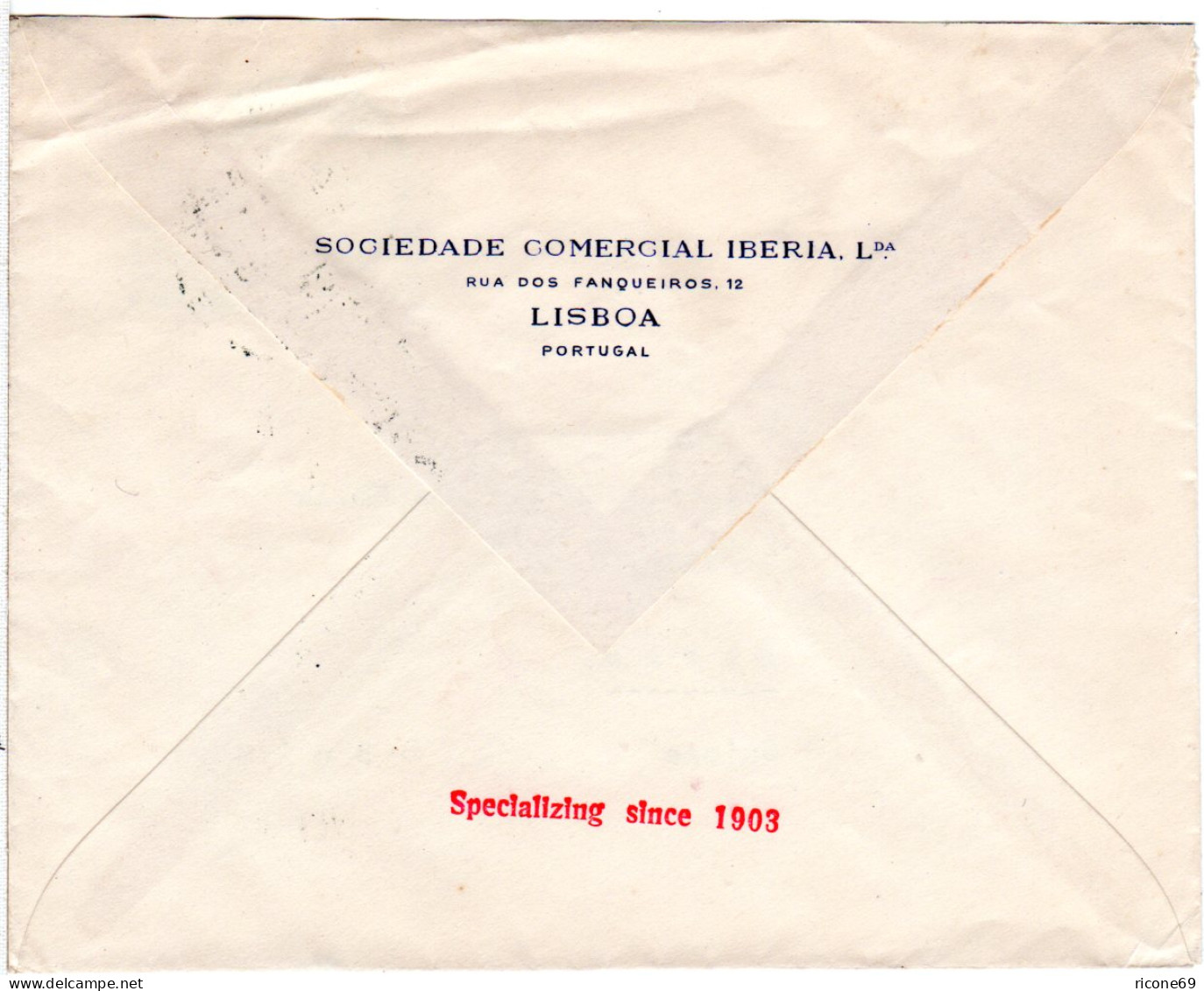 Portugal 1948, Roter Luftpost Stpl. M. Flugzeug Auf Brief V. Lisboa I.d. Schweiz - Other & Unclassified
