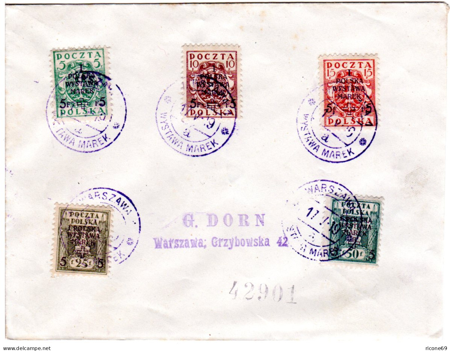 Polen 118-122 A, Brief M. 5 Werte Briefmarkenausstellung Poln. Weisses Kreuz Kpl - Briefe U. Dokumente