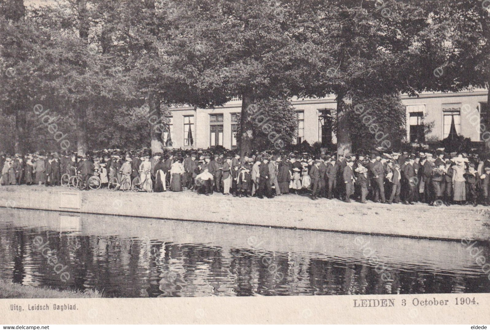 Leiden 3 October 1904 Celebration Street Scene Along The Canal - Leiden