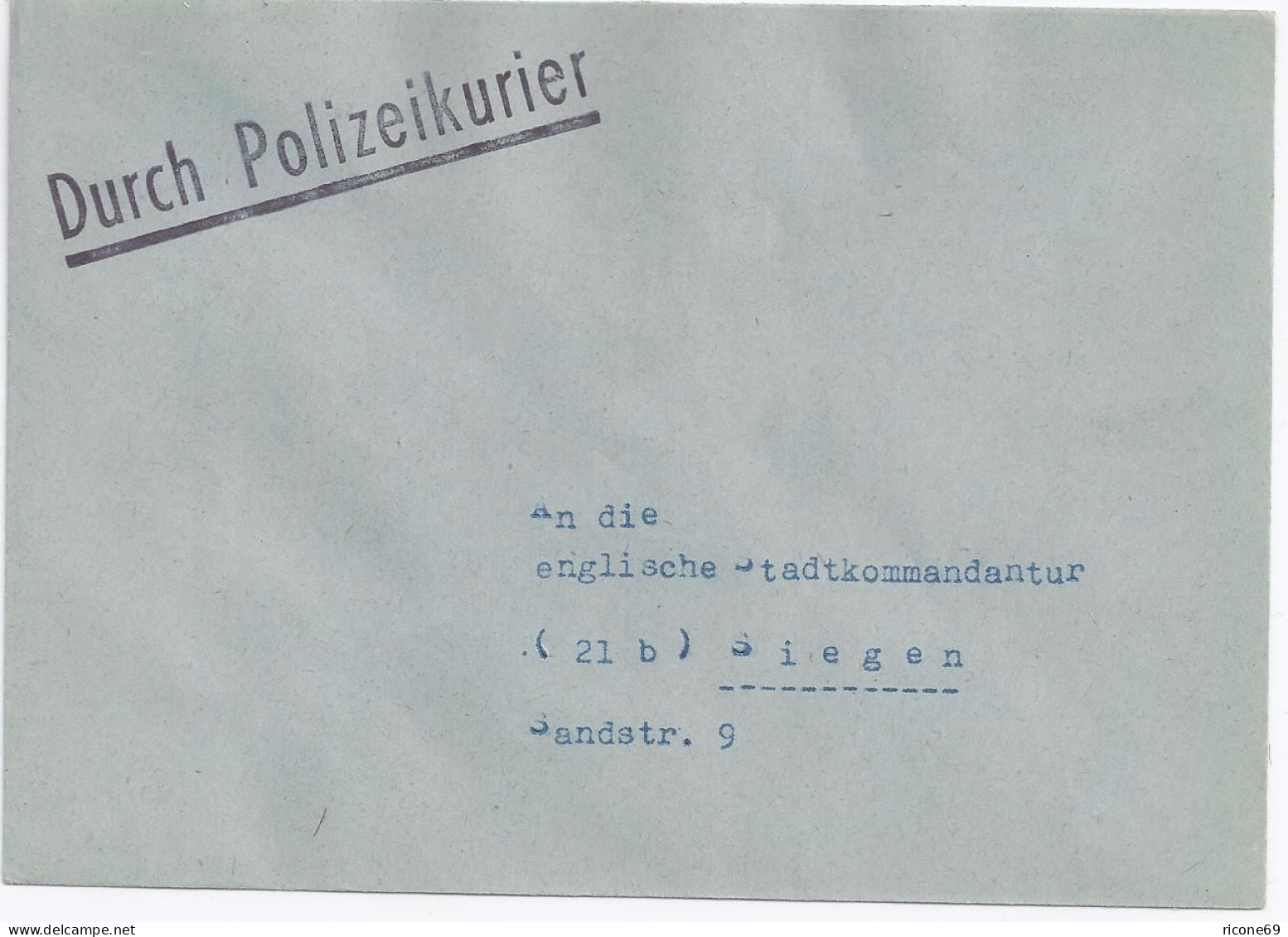 Schwarz DURCH POLIZEI KURIER , Brief  V. Polizei-Station Kreuztal N. Siegen.#693 - Polizei - Gendarmerie