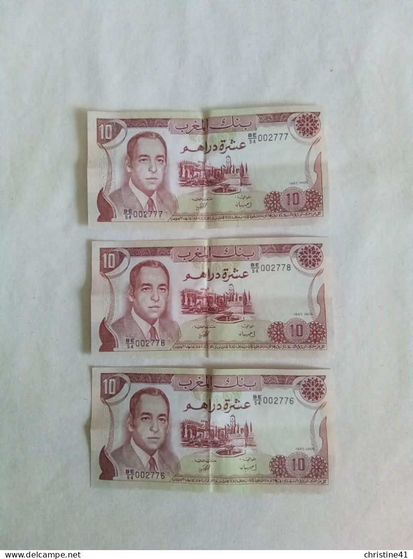 3 Billets 10 Dirhams Hassan 2 - Morocco