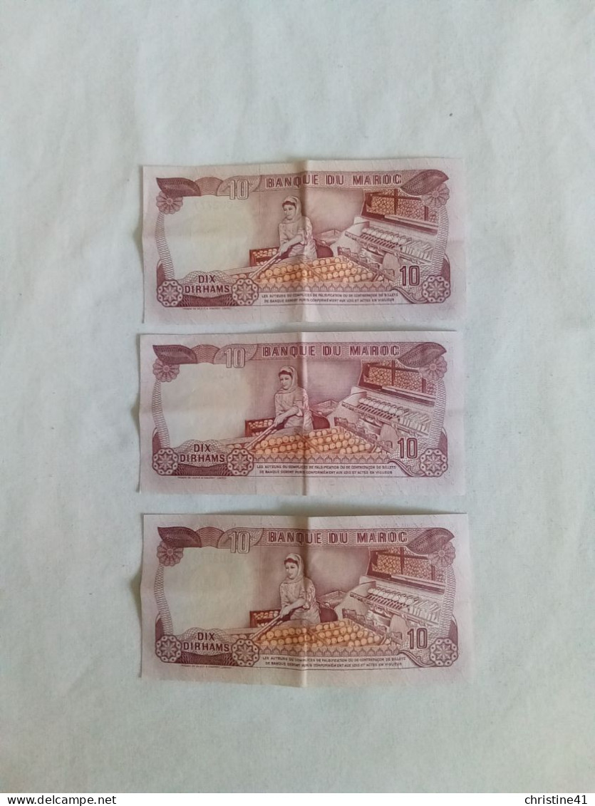 3 Billets 10 Dirhams Hassan 2 - Marruecos