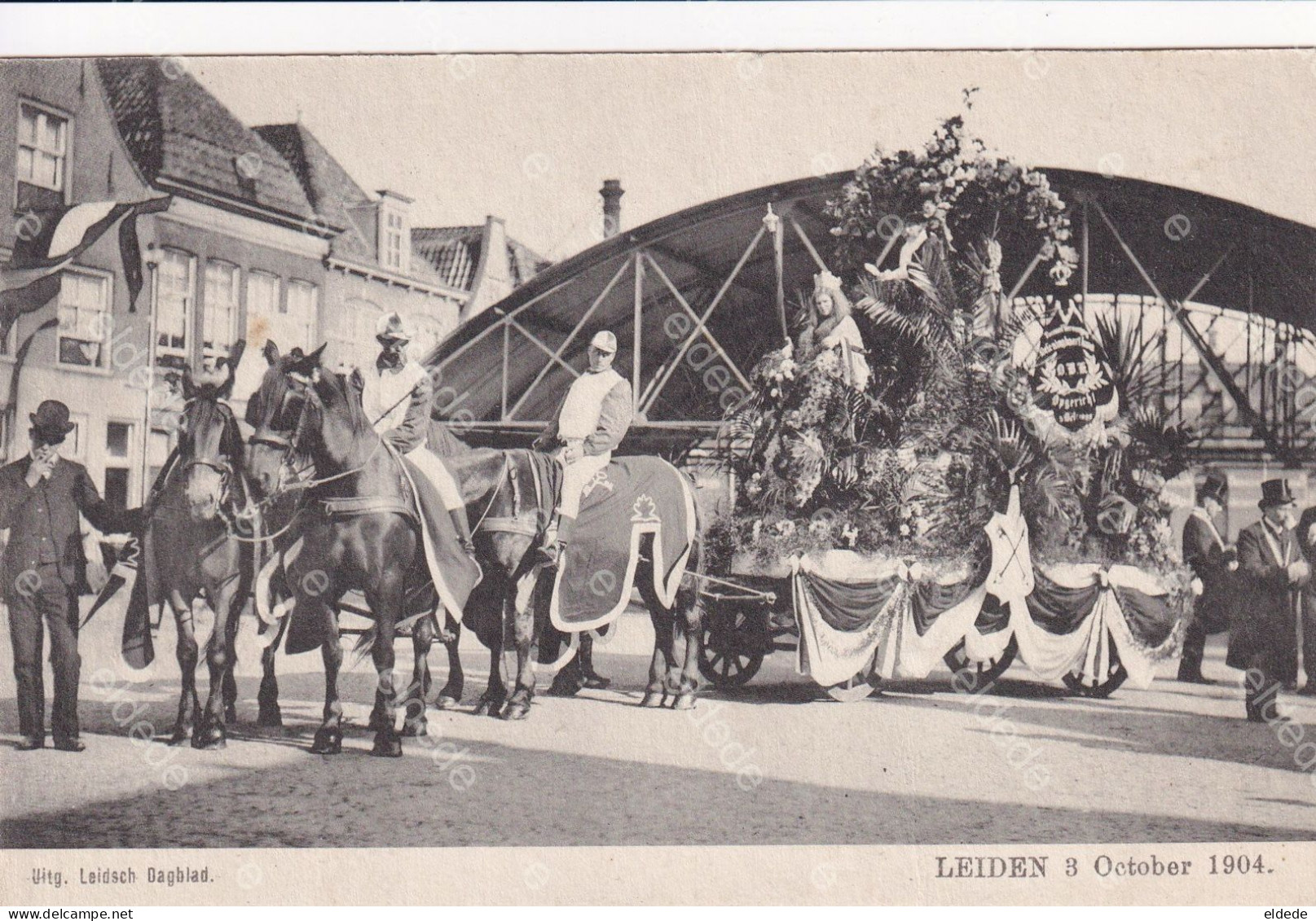 Leiden 3 October 1904 Celebration Close Up Horse Cart  With Jockey - Leiden