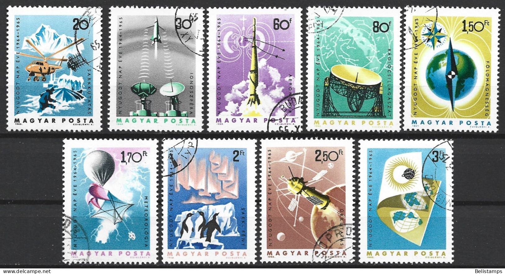 Hungary 1965. Scott #1659-67 (U) Artic Exploration  *Complete Set* - Used Stamps