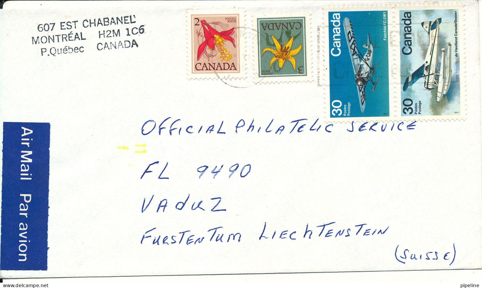 Canada Cover Sent To Denmark Topic Stamps Incl Airplanes - Brieven En Documenten