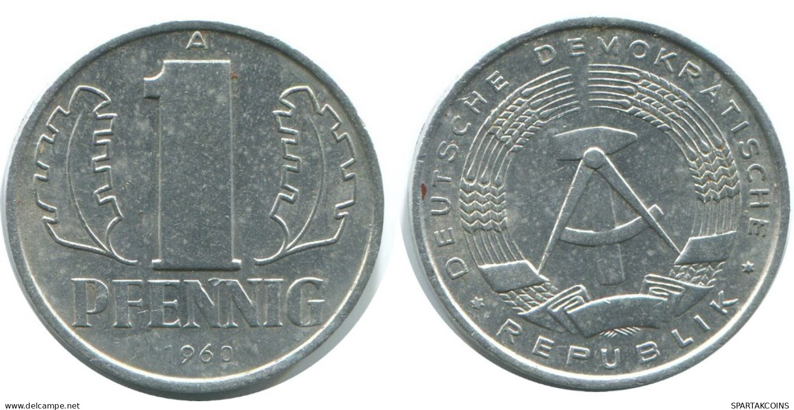 1 PFENNIG 1960 A DDR EAST DEUTSCHLAND Münze GERMANY #AE046.D.A - 1 Pfennig