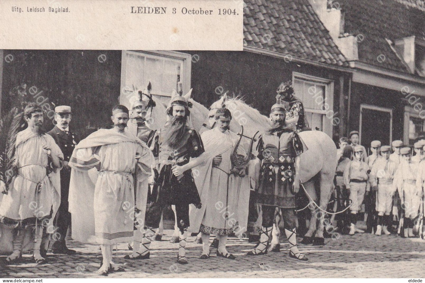 Leiden 3 October 1904 Celebration Close Up Horse Cart Roman Rome Lyre - Leiden