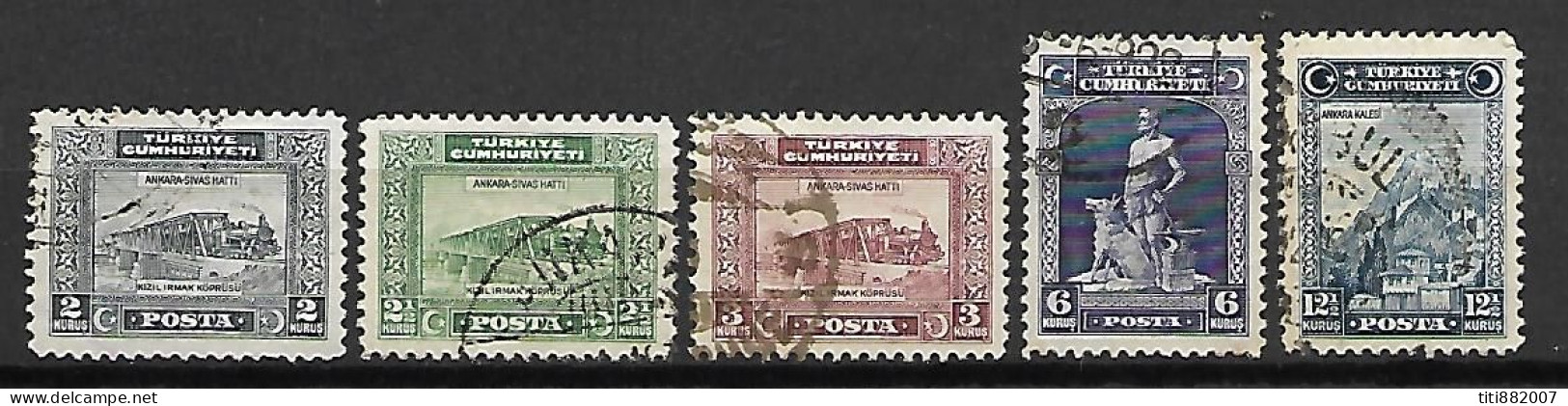 TURQUIE    -    1929.   Y&T N° 744 à 748 Oblitérés  . - Usati