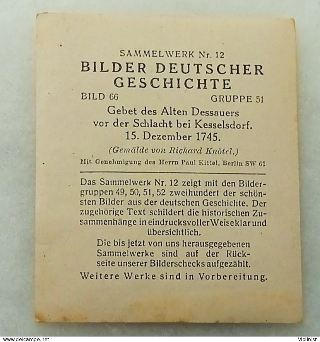 Bilder Deutscher Geschichte-Gebet Des Alten Dessauers Vor Den Schlacht Bei Kesseldorf-15.Dezember 1745. - Histoire