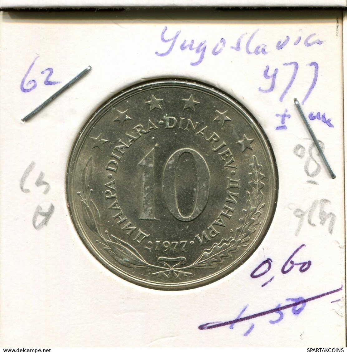 10 DINARA 1977 YUGOSLAVIA Moneda #AR454.E.A - Yugoslavia