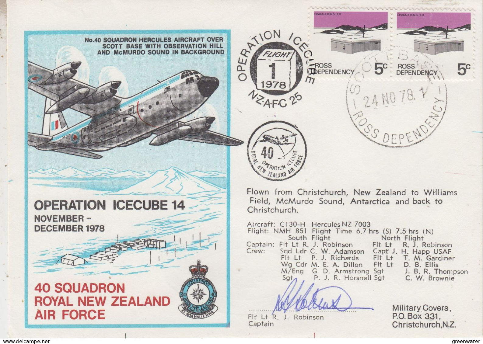 Ross Dependency 1978 Operation Icecube 14 Signature  Ca Scott Base 24 NOV 1978 (SO198) - Covers & Documents