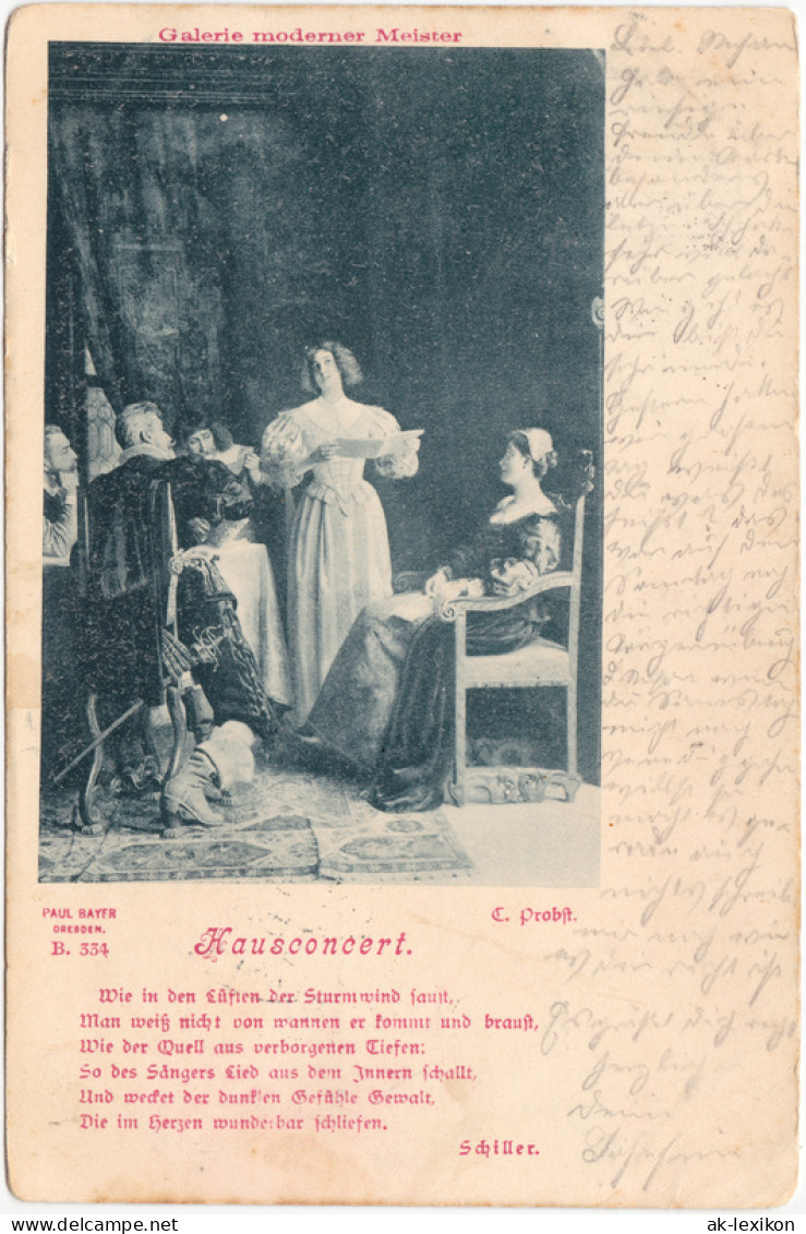 Ansichtskarte  Hausconcert - Hauskonzert Mit Schiller Spruch 1899 - Ante 1900